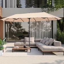 PHI VILLA13 ft. Market Patio Umbrella 2-Side in Beige