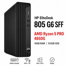 HP EliteDesk 805 G6 SFF Ryzen 5 PRO 4650G 16GB RAM 512GB SSD WiFi Win11 Pro KB