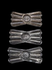 VINTAGE NAVAJO REPOUSSE STARSHOT STERLING SILVER SEW ON CONCHO BUTTERFLIES SET