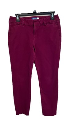 Old Navy Pixie Pants 6 - 8 Women Raspberry 24'' Inseam Mid Rise Purple Burgundy
