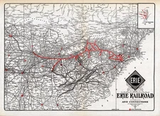1940 Antique Erie Railroad Map Vintage Erie Railway Map 2553