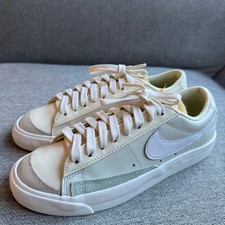 Nike Blazer Low 77 Shoe Women 7 Sea Glass Yellow Green Leather Lace Up Sneaker