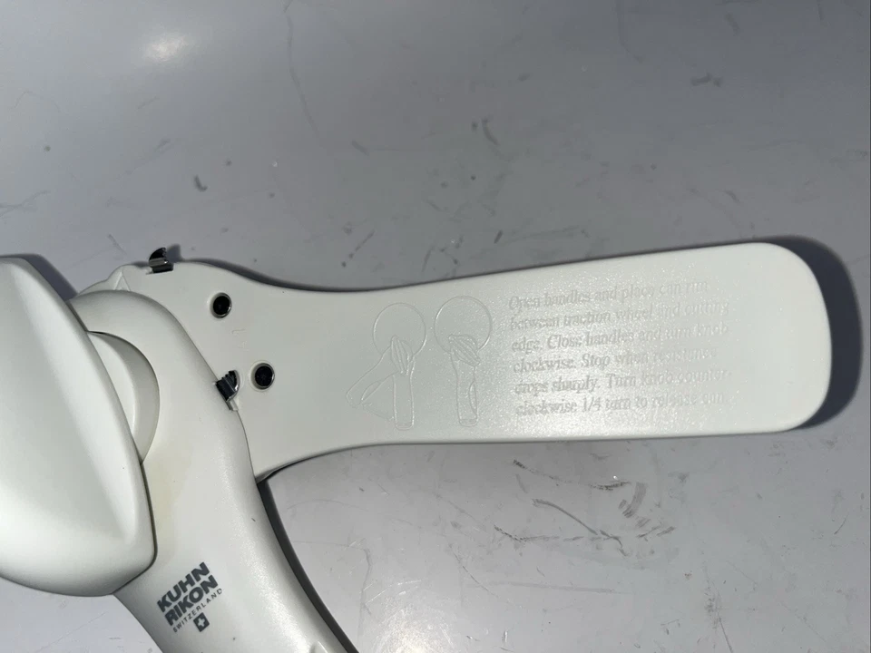 Kuhn Rikon abridor de lata toque suave tampa levantador branco usado - Imagem 3 de 4