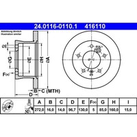 Bremsscheibe ATE 24.0116-0110.1 (2 Stk.) FüR Mercedes-Benz VW G