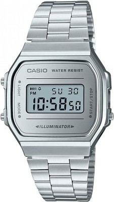 CASIO DIGITAL A168WEM-7EF Quartz Digital Unisex Kids Gray-Dial Silver-Ban[D7DN5]