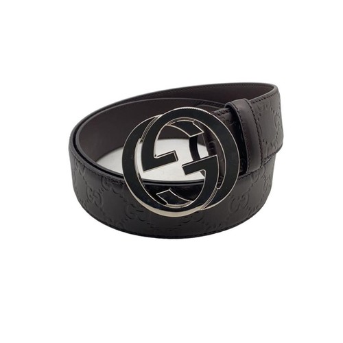 Used GUCCI◆Belt/Leather/BRW/Allover pattern/Men's/411924//