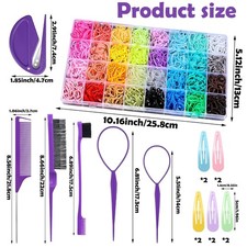 32 Colors Small Hair Rubber Bands With 16 Hair Styling Tools, 2000 Pcs Elastic G