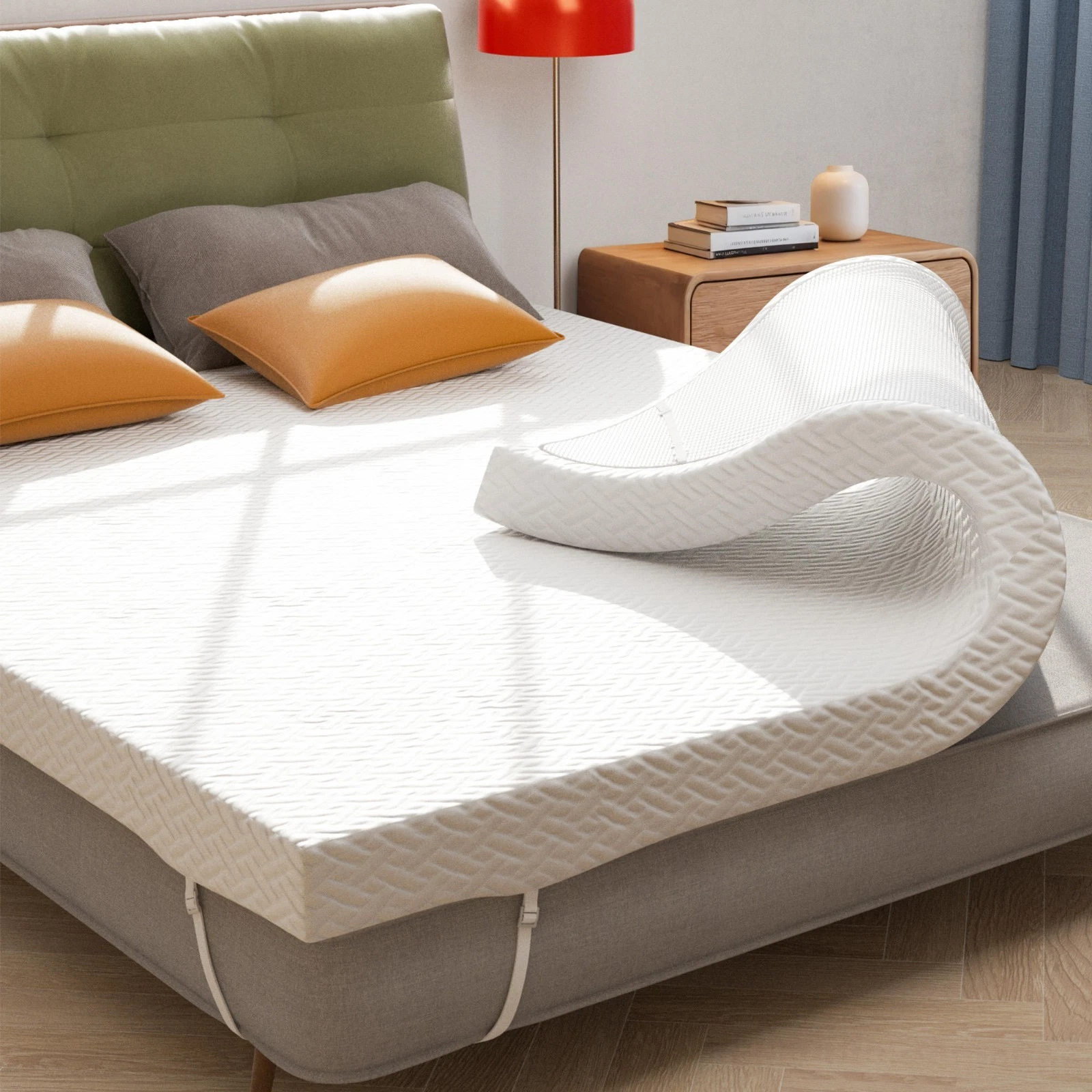 Breathable Durable Cooling Memory Foam Mattress Topper 3Inch Thick w/ Adjustable