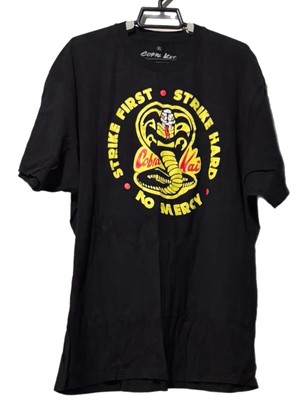 Cobra Kai (Y) Mens No Mercy Black Tshirt XL Logo Karate Graphic Novelty Soft EUC