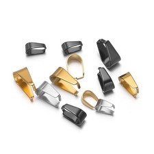 50PCS Stainless Steel Gold Plated Pinch Bails Dangle Charms Jewelry Findings