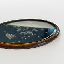 Vintage Oval Bevelled Glass Dressing Table Mirror Solid Wood Frame c1930s–50s