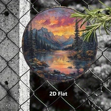 1pc 2D 2D Flat, 1pc Vintage Aluminum Round Metal Sign- 8x8inch Vintage Sunset Mo