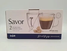 Joyjolt Savor Double Wall Espresso Mugs Set Of Two New In Box