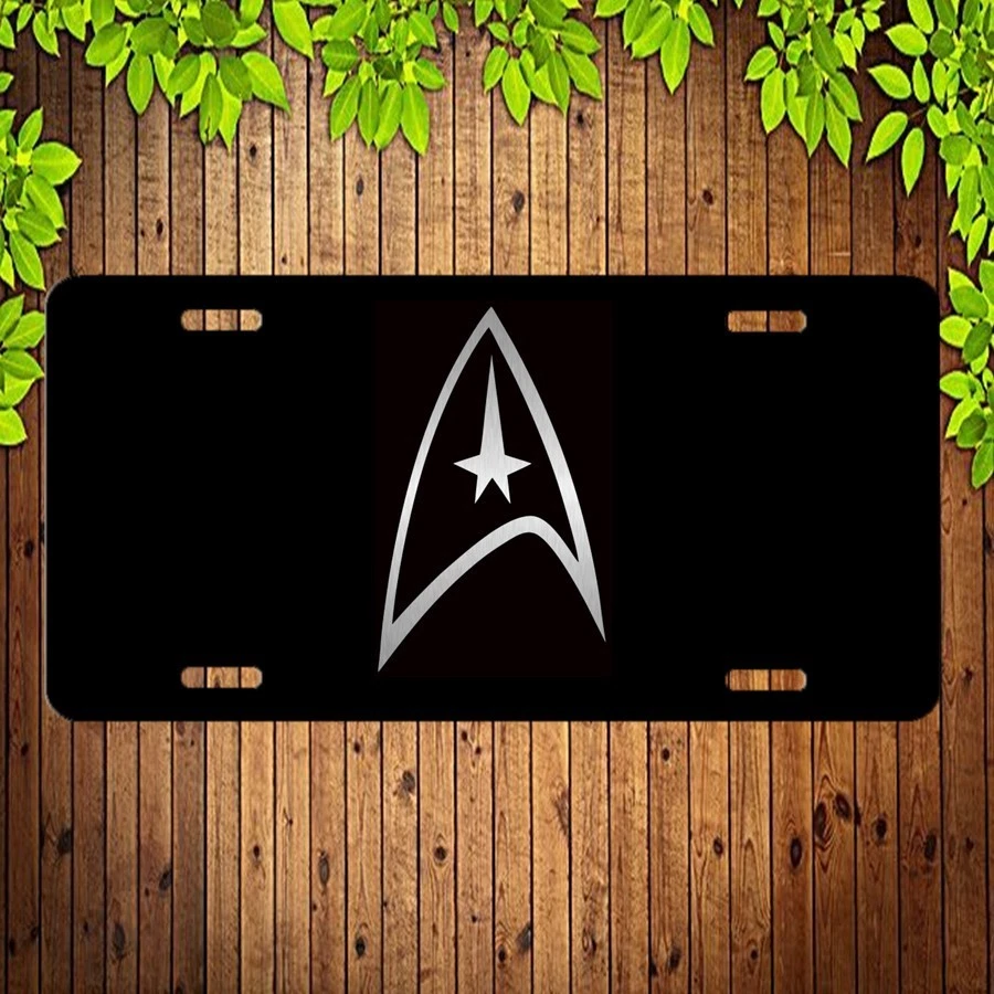 Laser etched Engraved Star Trek Federation Logo Aluminum License Plate Tag - Picture 1 of 6