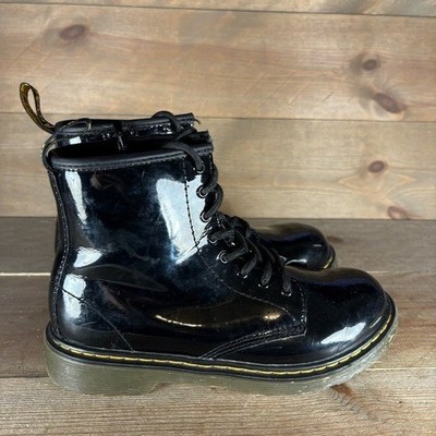 Dr martens 1460 kids youth size 5 shoes black patent leather  display picture 3