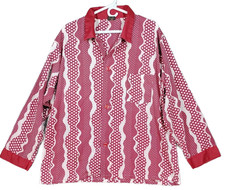 Vtg 70s Sears Men's XL Perma-Prest Psychedelic Pajama Lounge Shirt Red USA
