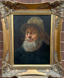David W Haddon 1884 1914 PORTRAIT of a CORNISH FISHERMAN Antique Oil Painting