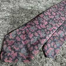 Vtg Brooks Brothers Tie Men s Black Purple Floral Paisley Silk read