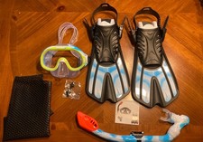 Snorkel Master Snorkeling KIDS Mask, Snorkel,  Fins Set, Blue/Black