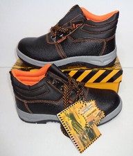 Image of Mens Safety Steel Toe New Cap Black Leather Ankle Work Boots Shoes UK Size 10