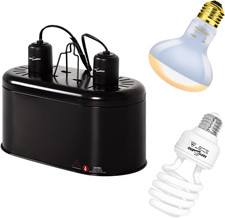 Dual Reptile Light Fixture Reptile Heat Lamp Combo Pack, 100W UVA Daylight Baski