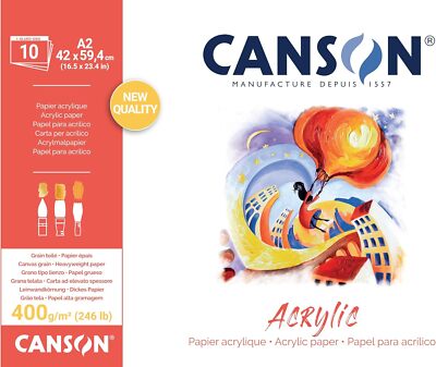 CANSON Zeichenpapierblock ''Acrylic'' 420 x 594 mm 400 g/qm 10 Blatt