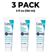 CeraVe, 3 PACK, Acne Foaming Cream Cleanser 4 Benzoyl Peroxide 5 fl oz each
