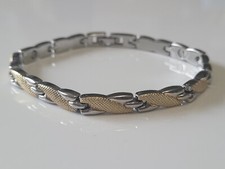 Silver Gold Plated Magnetic Link Bracelet - Two Tone Magnetic Bracelet Small X