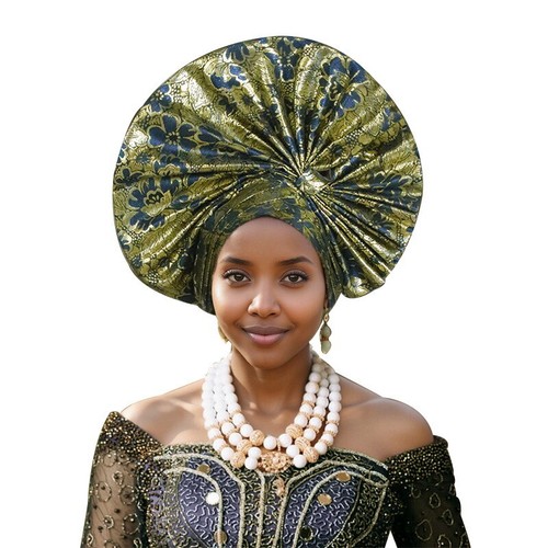 Gorra musulmana africana mujer nigeriana boda fiesta envoltura sombrero gele automático corbata - Imagen 38 de 40