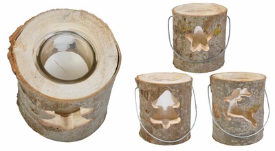 Baumstamm Laterne Mit Glaseinsatz Kerze Windlicht Weihnachtsdeko Garten Winter Ebay