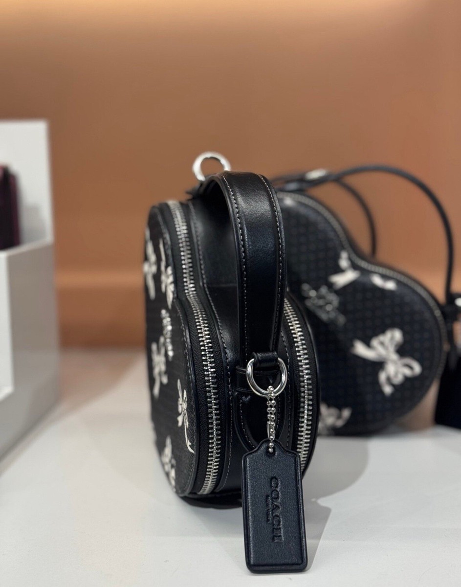 NWT Coach CAA99 Heart Crossbody Bag With Bow Print Canvas&Leather NWT Coach CAA99 Heart Crossbody Bag With Bow Print Canvas&Leather