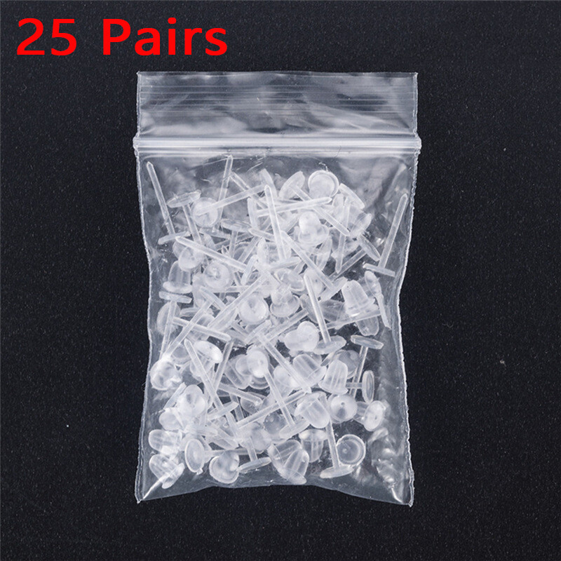 Clear acrylic standard earring retainers Great for school 25 pairs