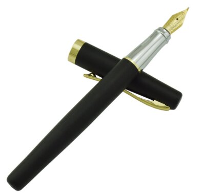 Duke 209 Bent Nib Fountain Pen Set with Ink Refills Converter Matte Black