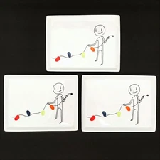 Lot 3 CB2 Oliver JELLY BEAN STRING LIGHTS Appetizer Plate Christmas Holiday 2013