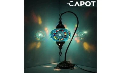 Lampe mosaïque turque marocaine fabriquée à la main Tiffany lampe de bureau - Photo 1/4