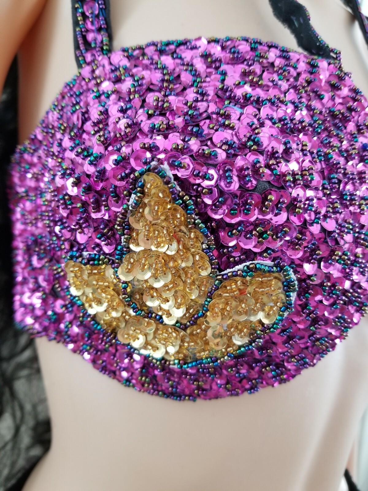 Belly Dance Costume. Bra, Belt & Skirt. Purple, Fusch… Gem