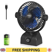 Desk Fan Table Top Air Cooling Rechargeable Stepless Adjustable Speed Silent New