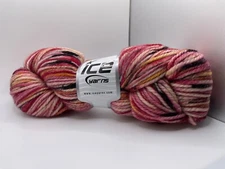 Organic Wool Bulky Hand Paint Yarn 78815 Ice 100gr 131yd Red Maroon Pink Gold +