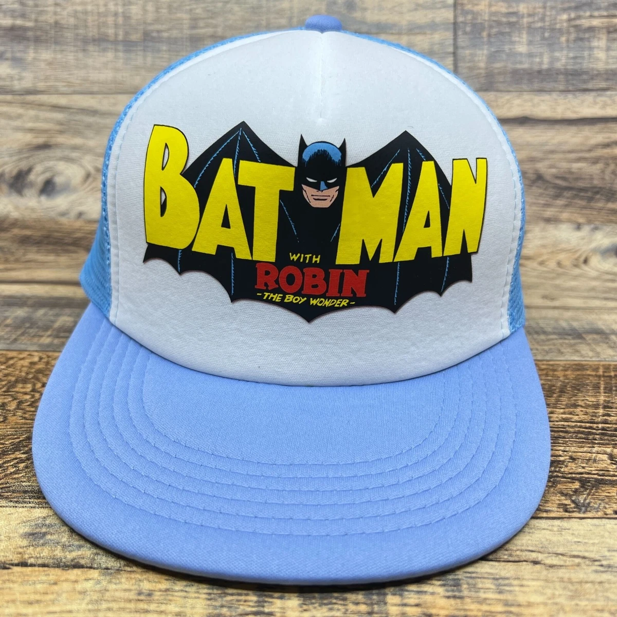 Batman Robin Boy Wonder Mens Trucker Hat Baby Blue Snapback Comic