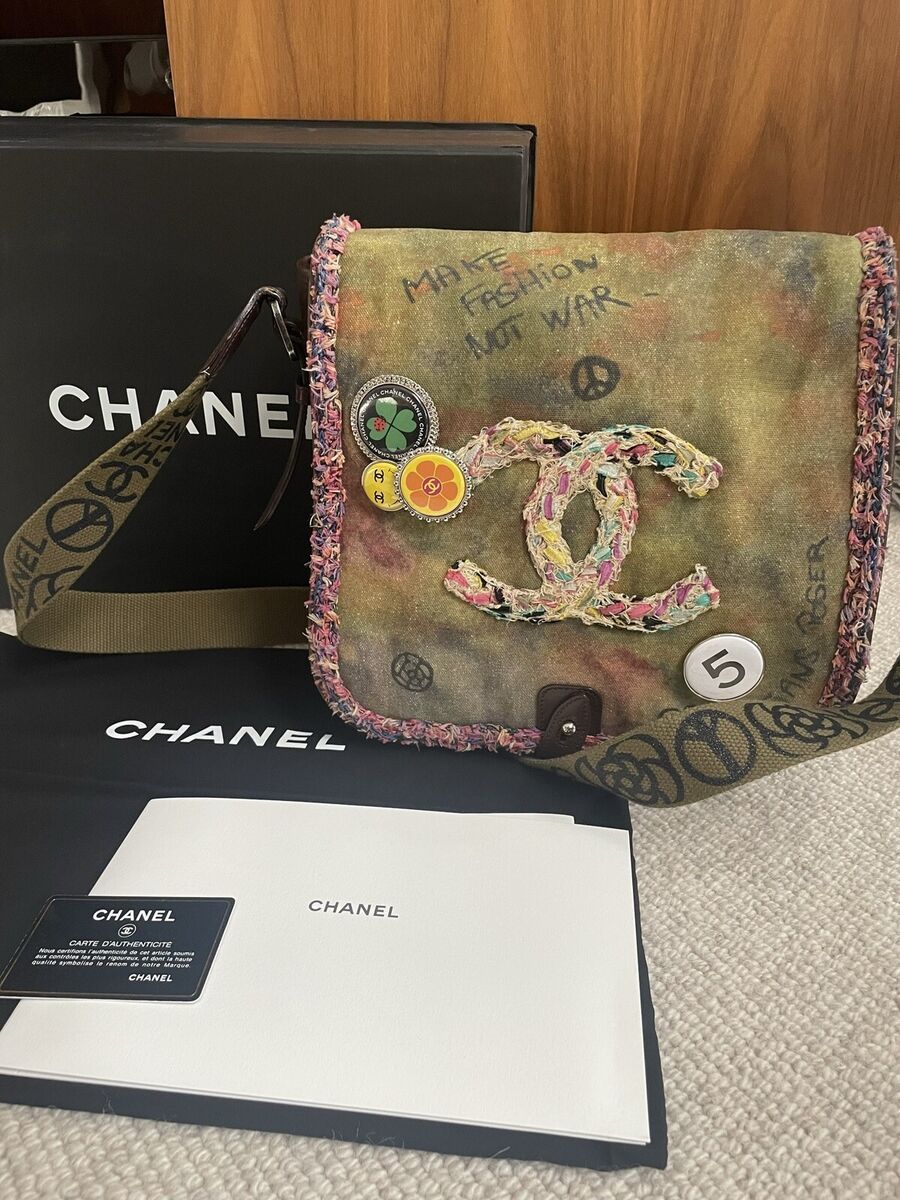 Chanel Graffiti Messenger Bag Brown Canvas