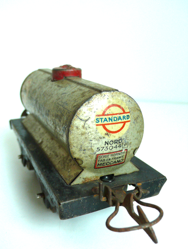 HORNBY "O" RARE WAGON CITERNE "L'ÉCONOMIQUE" ESSO 1930 TÔLE Lg 12cm BON ÉTAT - Imagen 6 de 8