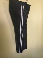 mens leather black biker pants