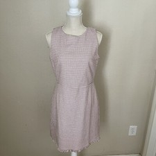 Ann Taylor Loft Women's A-Line Dress Knee Length Pink Black Zip Raw Hem