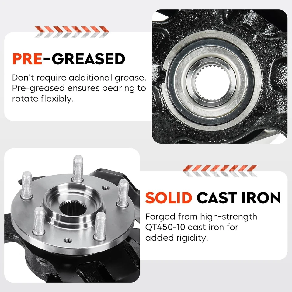 Conjunto de cojinete de nudillo de dirección delantero derecho y cubo de rueda para Ford Fusion 2006-2012 Foto 2 de 4