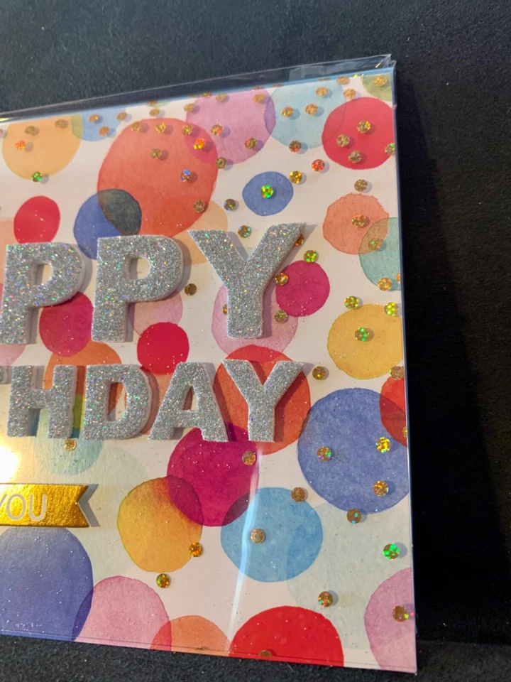 Happy Birthday Card! 3D Colorful Amazing Day! Silver Glitter! - Image 4 of 4