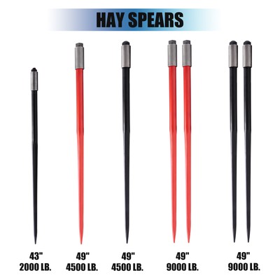 43''49'' Square Hay Spike Bale Spear Wide Tine Spike Skid Conus For Tractor