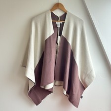 NWT Rachel Zoe Woman s Minimalist Brown Cream PONCHO Cardigan Viscose One Size