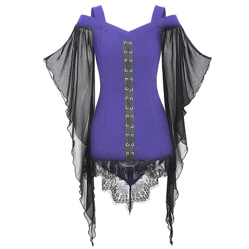 Women Witch Cosplay Costume Halloween Vintage Renaissance Medieval Gothic Dress - Picture 24 of 68