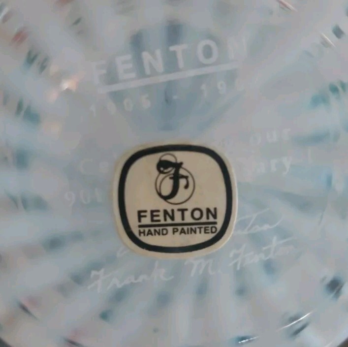 Fenton Art Glass Opal Aqua Swirl Optic 90TH Anniversary  By Bill & Frank Fenton