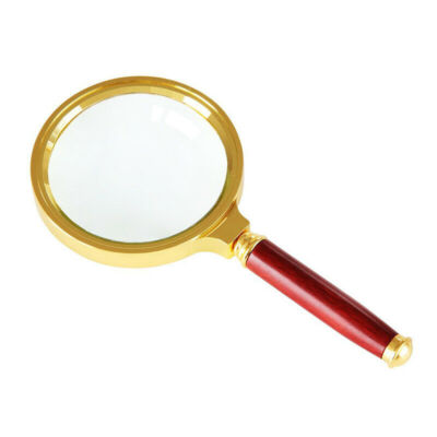 10 times Magnifier magnifying glass 70/80/90mm Copper rim Wooden handle Read Jew